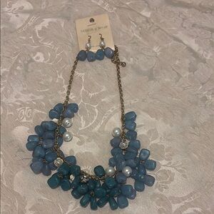 Blue Floral Necklace and Earring Set